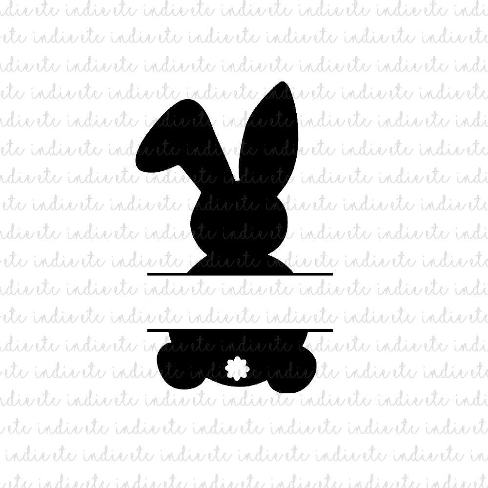 Bunny Silhouette with Custom Name Space Digital File Download (svg, dxf