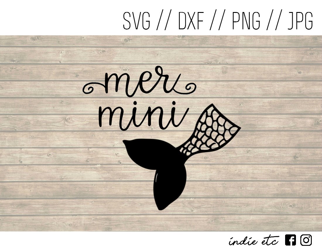 Mer Mini Digital Art File Download with Mermaid Tail (svg, dxf, png, jpeg) (Mermini, Mer-mini)