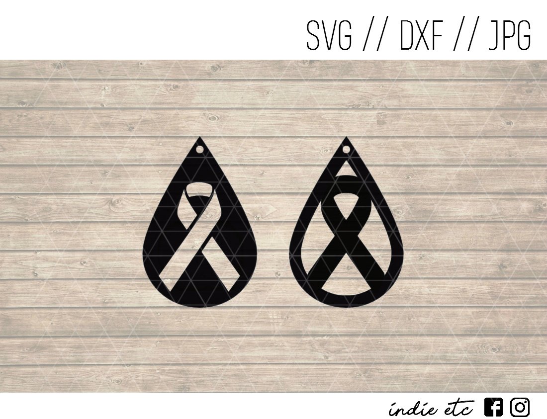 Ribbon Earring Digital Art File Download Svg Dxf Teardrop Leather Earrings Cut File