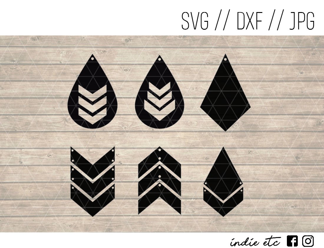 Triangle Earring Digital Art File Download (svg, dxf, jpg) Teardrop Leather Earrings Cut File