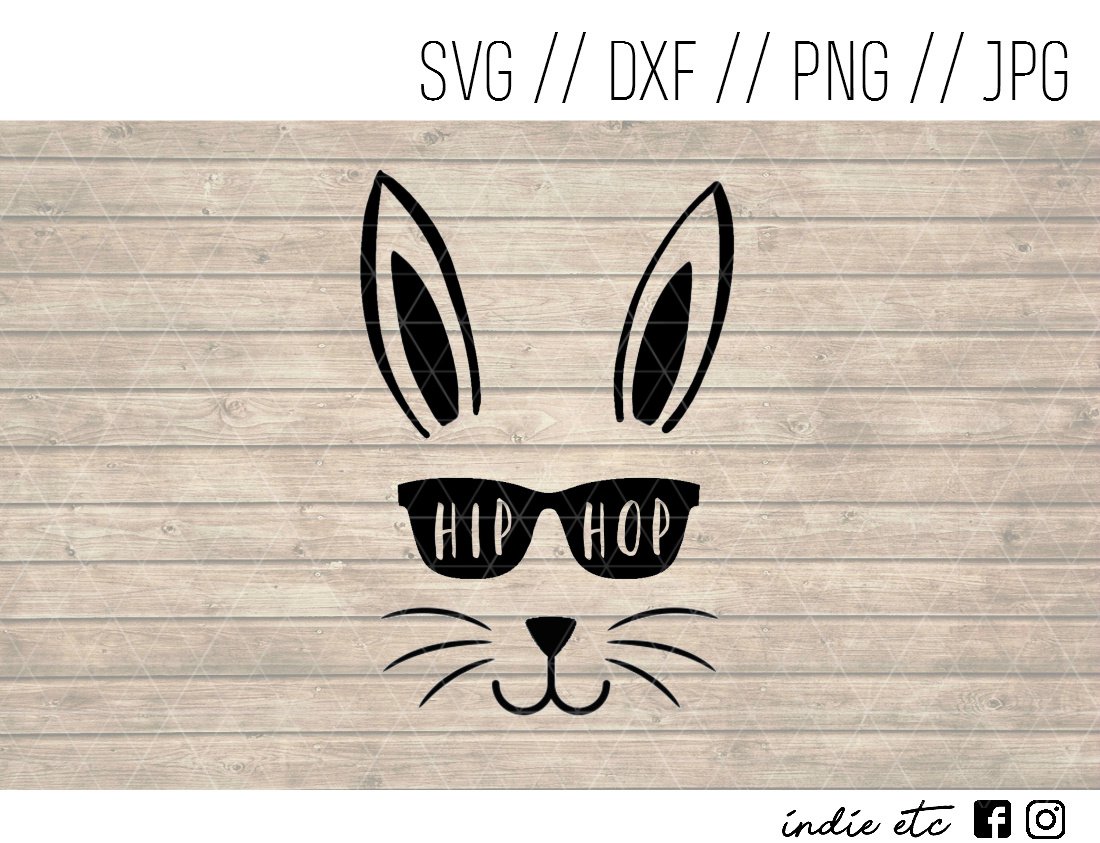 Hip Hop with Easter Bunny Digital Art File Download (svg, png, dxf, jpg, cut file, template)