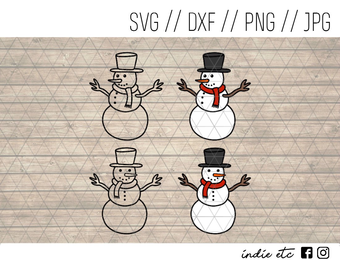 Snowmen Digital Art File Download Hand Drawn (svg, png, dxf, jpg, cut ...