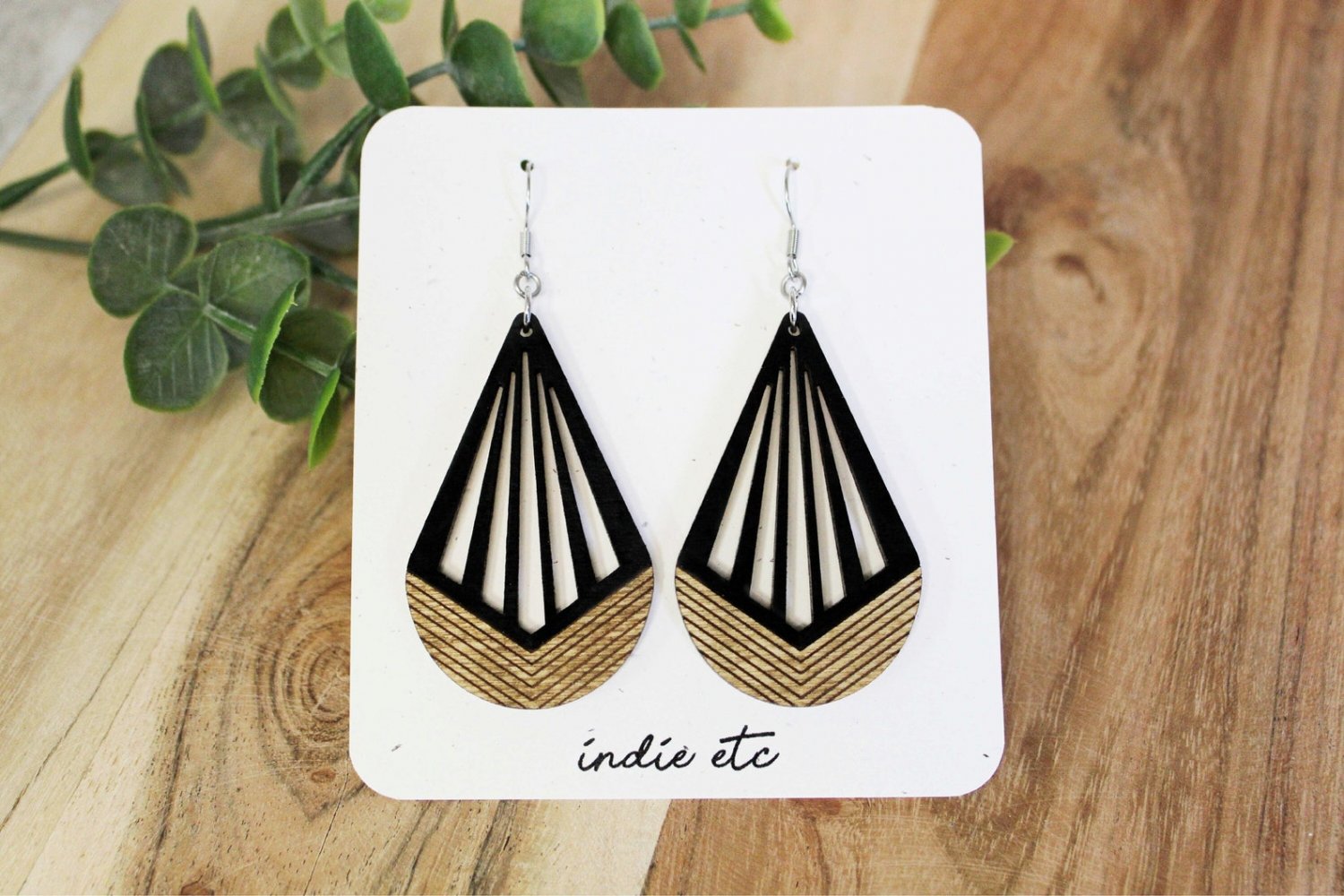 Modern Geometric Design Wooden Earrings (Teardrop Earrings, Baltic Birch Earrings, Dangle Earrings)