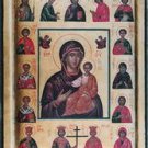 Virgin Mary & 16 Saints Byzantine Handpainted Icon