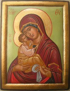 Virgin Mary & Jesus Christ Greek Orthodox Handpainted Icon