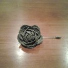 Lapel Pin Flower Small Bud Grey
