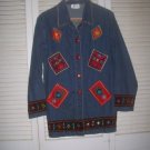 Women's Denim Jacket Embellished with Patches and Sparkles.  Sz.  S No Reserve