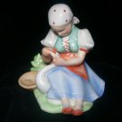 Hand Painted Peasant Girl Feeding Goose Porcelin Figurine By Zsolnay Hungary NR