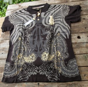 mens auth Christian Audigier / ed hardy polo, t shirt large