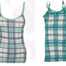 pacsun green torquoise plaid tank top nollie the california native xtr stretch xs