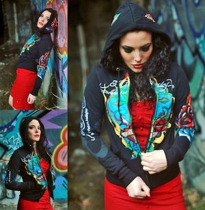 Women's Ed Hardy by Christian Audigier  Graffiti Hoody small.
