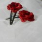 Mini Red Rose Jeweled Snap Clips