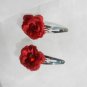 Mini Red Rose Jeweled Snap Clips