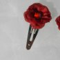 Mini Red Rose Jeweled Snap Clips