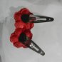 Mini Red Rose Jeweled Snap Clips