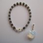 Hematitie & Swarovski Crystal Heart Charm Bracelet Duo - White