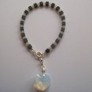 Hematitie & Swarovski Crystal Heart Charm Bracelet Duo - White