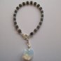 Hematitie & Swarovski Crystal Heart Charm Bracelet Duo - White