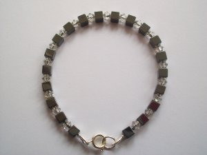 Art Deco Inspired Hematitie & Swarovski Crystal Bracelet - Midnight