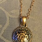 Lia Sophia Hammered GoldTone Ornate LS Pendant Necklace NWOT