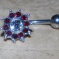 Red 10 gem Flower Navel 763