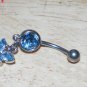 Butterfly Blue CZ Covered Navel 202