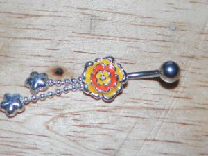 Painted Yellow/Orange Rose Flower Navel 206