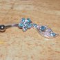 Flower Dangle Blue Feather Navel 214