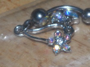 Gem Dangle Butterfly in Rainbow Navel 35