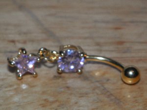 Pink Star Large Gem Navel 149