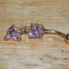 CZ Pink Square Heart Navel 152