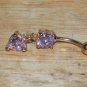 CZ Pink Square Heart Navel 152