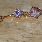 CZ Pink Square Small Navel 153