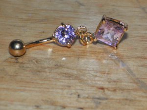 CZ Pink Square Small Navel 153