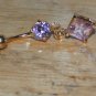 CZ Pink Square Small Navel 153