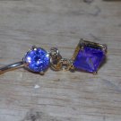CZ Square Purple Small Navel 153