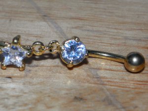 White CZ Star Dangle Navel 158