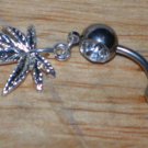 Pot Leaf Dangle In White Navel 163