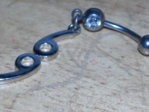"69" Dangle White Gem Navel 177
