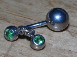 Reverse Green CZ Gemstone Navel 181