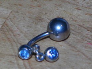 Reverse Light Blue CZ Gemstone Navel 181
