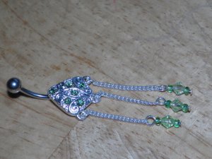 Teardrop Dangle in Green Navel 329