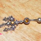 Tarnished Cross Yellow Gem Navel 332