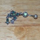 Tarnished Cross Green Gem Navel 332