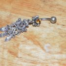 Tarnished Yellow Butterfly Heart Navel 333