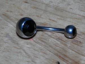 Double CZ Black Navel 337