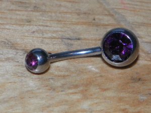 Double CZ Purple Navel 337