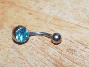 Single CZ Green Blue Navel 337