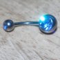 Double CZ Light Blue Navel 337