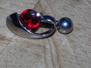 Sliver Red CZ Navel 346